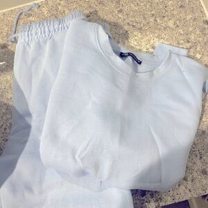 The most buttery soft baby blue sweat suit from Zara!